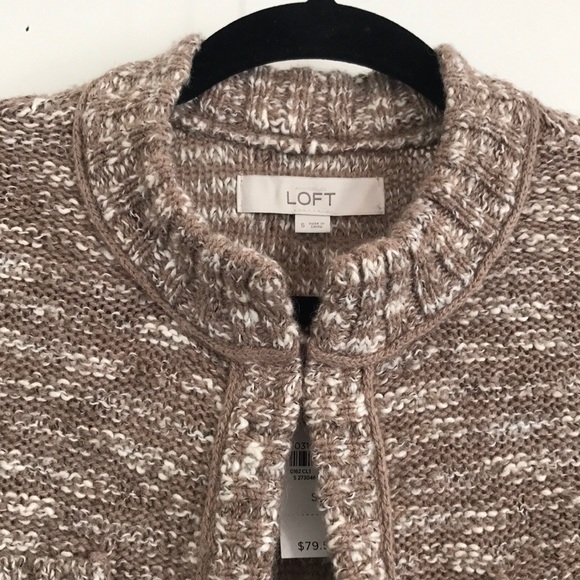 NWT LOFT Tan & White Four Pocket Cardigan, S - Picture 3 of 8